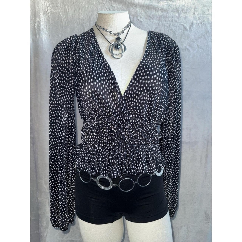 Black and White Polka Dot Women's Top